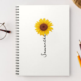 Customized minimal sunflower notebook, personalize ノートブック
