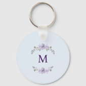 Customized Monogram Lavender Floral Minimal キーホルダー (正面)