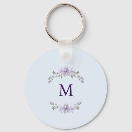 Customized Monogram Lavender Floral Minimal キーホルダー