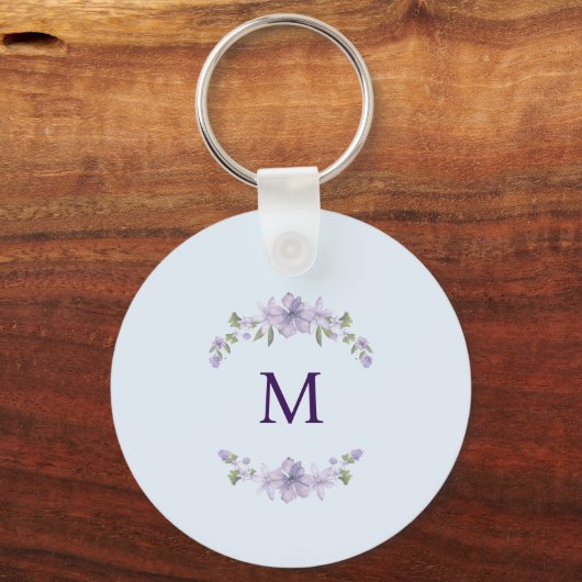 Customized Monogram Lavender Floral Minimal キーホルダー (裏面)