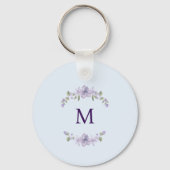 Customized Monogram Lavender Floral Minimal キーホルダー (裏面)