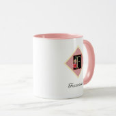 Customized Monogrammed Retro Roses "F" Cup マグカップ (正面右)