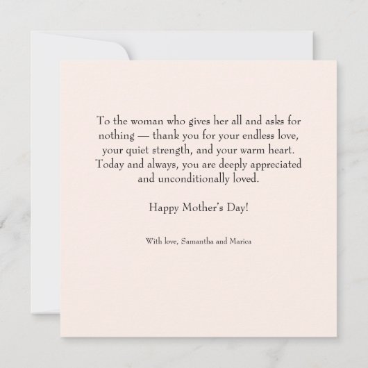 Customized Mother's Day Flat Greeting Card カード (裏面)