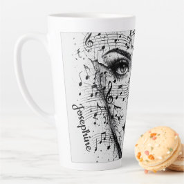 Customized Music Sheet Face Art Black White Artist カフェラテマグ
