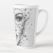 Customized Music Sheet Face Art Black White Artist カフェラテマグ (右)