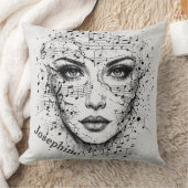 Customized Music Sheet Face Art Black White Artist クッション (ブランケット)