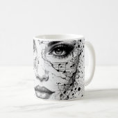 Customized Music Sheet Face Art Black White Artist コーヒーマグカップ (正面右)