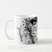 Customized Music Sheet Face Art Black White Artist コーヒーマグカップ (左)