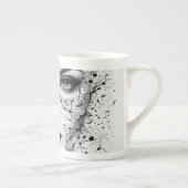 Customized Music Sheet Face Art Black White Artist ボーンチャイナマグカップ (右)