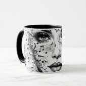 Customized Music Sheet Face Art Black White Artist マグカップ (正面左)