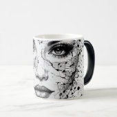Customized Music Sheet Face Art Black White Artist モーフィングマグカップ (正面右)