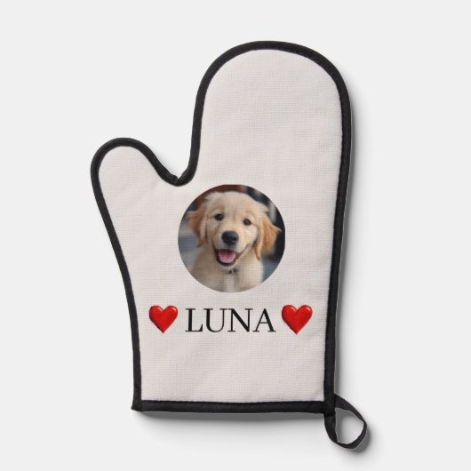 Customized My Dog Photo & Name Oven Mitt 鍋つかみ (正面)
