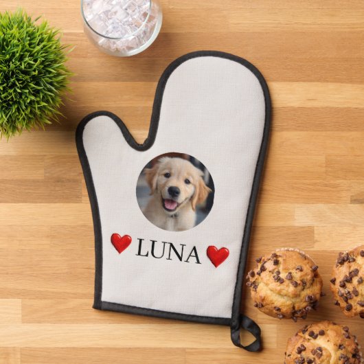 Customized My Dog Photo & Name Oven Mitt 鍋つかみ (トップダウン)
