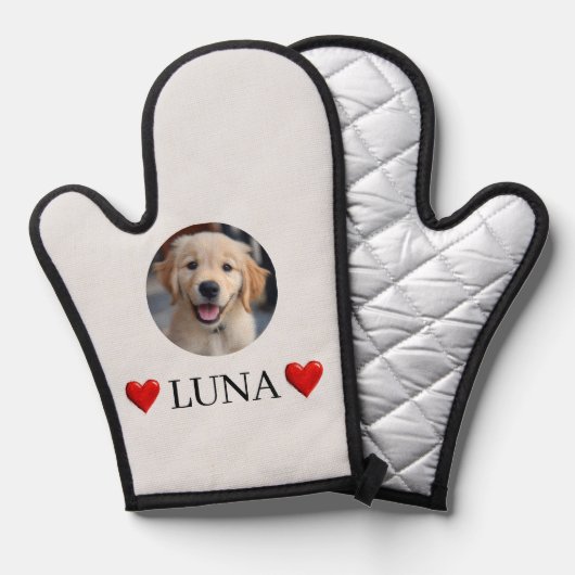 Customized My Dog Photo & Name Oven Mitt 鍋つかみ (正面/裏面)