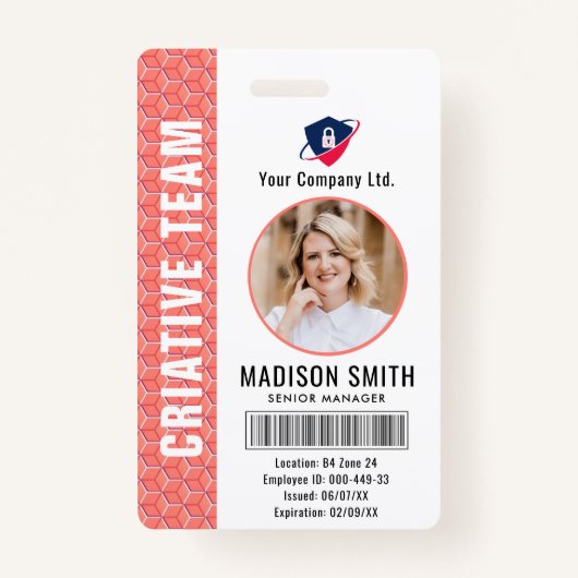 Customized Name and Photo |  ID Card Badge バッジ (正面)