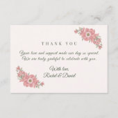 Customized Name Blush Floral Garden Wedding Favor サンキューカード (正面)