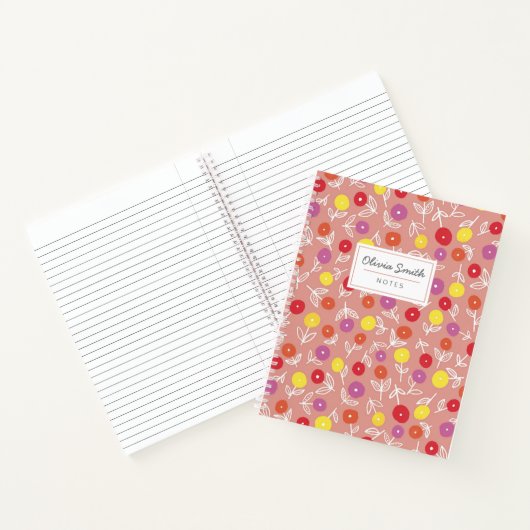 Customized Name Peach Blossom Design ノートブック (内部)