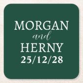 CUSTOMIZED NAME STYLISH MODERN MINIMAL WEDDING スクエアペーパーコースター (正面)