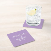CUSTOMIZED NAME STYLISH MODERN PALE PURPLE WEDDING スクエアペーパーコースター (インサイチュ)