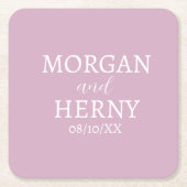 CUSTOMIZED NAME STYLISH MODERN PALE WINE WEDDING  スクエアペーパーコースター (正面)