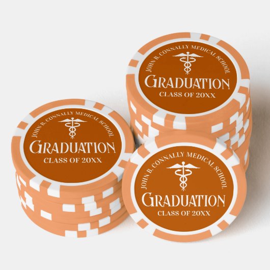 Customized Orange Medical School Graduation Party ポーカーチップ (積み重ね)