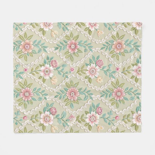 Customized Pattern Texture Lace Floral フリースブランケット (正面(横))