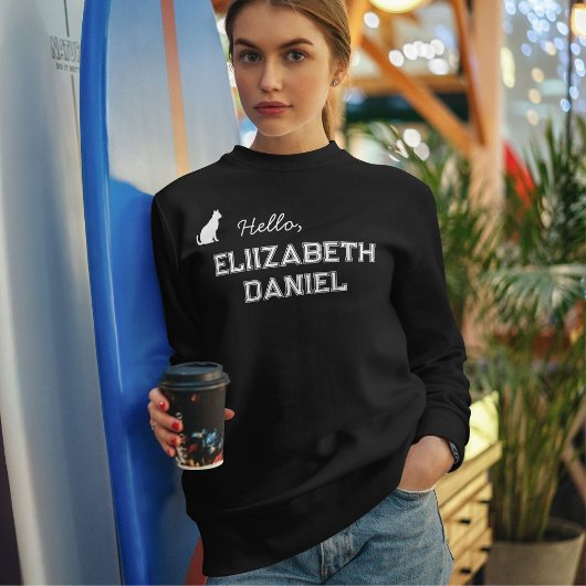 Customized Pet Lover Funny Cat Mom Name Cute Black スウェットシャツ