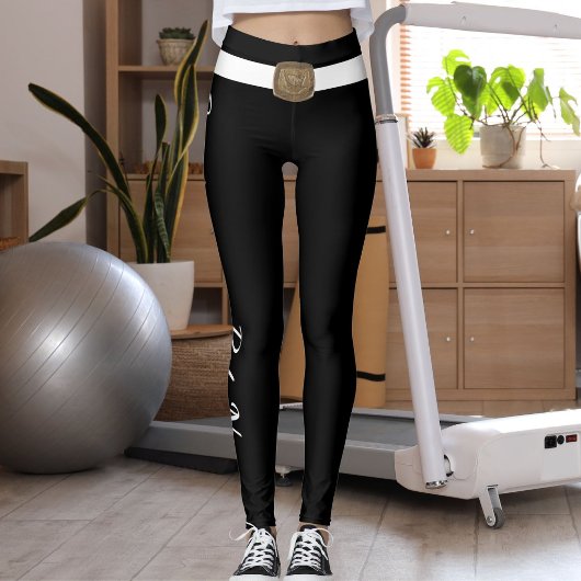 Customized Pet Lover Script Text Black And White  レギンス