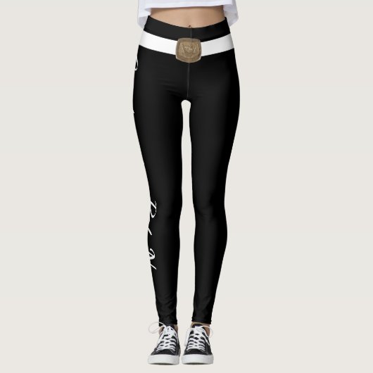 Customized Pet Lover Script Text Black And White  レギンス (正面)