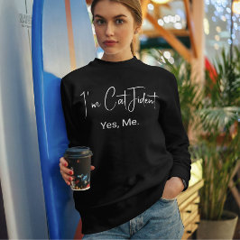 Customized Pet Lover Stylish Script Cat Mom White スウェットシャツ