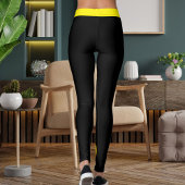 Customized Pet Mom Pickleball Black Yellow Stripes レギンス