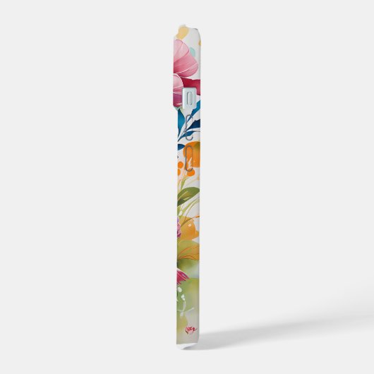 Customized Phone Case Floral Design iPhone 15ケース (左側面)