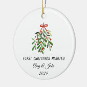customized Photo first christmas married セラミックオーナメント (左)