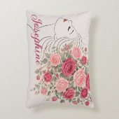 Customized Pink Rose Floral Hair Woman Elegant  アクセントクッション (正面(垂直))