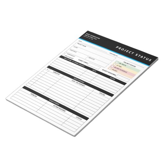 Customized Project Status Report Template Notepad ノートパッド (アングル)