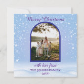 Customized Purple Merry Christmas Photo  シーズンカード (正面)