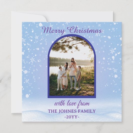 Customized Purple Merry Christmas Photo  シーズンカード (正面)