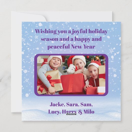 Customized Purple Merry Christmas Photo シーズンカード (裏面)