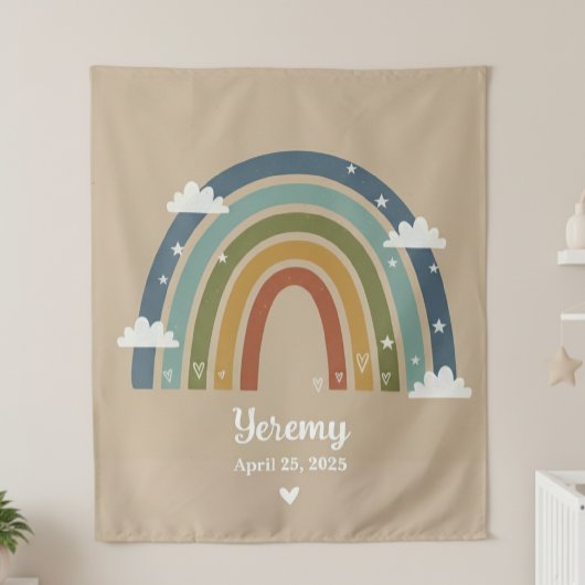 Customized Rainbow Rug with Name – Room Decor タペストリー