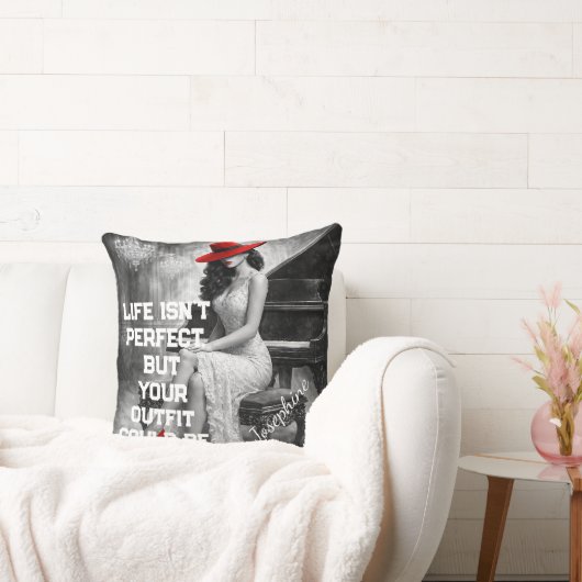 Customized Red Hat Piano Glam Fashion Quote Chic  クッション (ソファ)