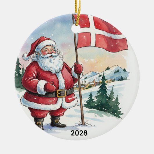 Customized Santa in Denmark  セラミックオーナメント (正面)