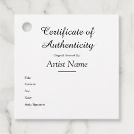 Customized Square Certificate of Authenticityタグ フェイバータグ