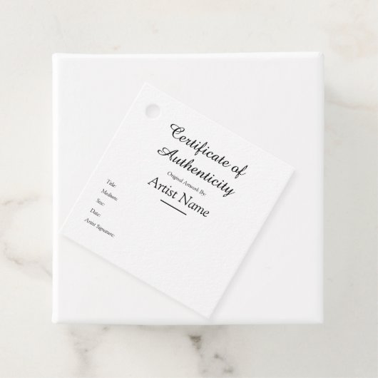 Customized Square Certificate of Authenticityタグ フェイバータグ (インサイチュ)