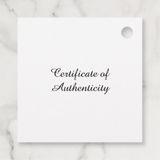 Customized Square Certificate of Authenticityタグ フェイバータグ (裏面)