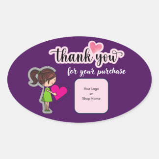 Customized Thank You Card for Your Purchase Labels 楕円形シール