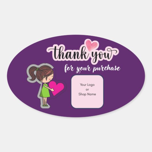 Customized Thank You Card for Your Purchase Labels 楕円形シール (正面)