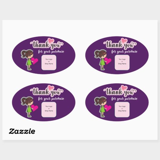 Customized Thank You Card for Your Purchase Labels 楕円形シール (シート)