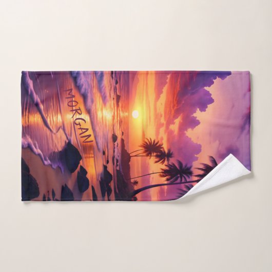 Customized Tropical Sunset Beach – Coastal Sports ハンドタオル (ハンドタオル)
