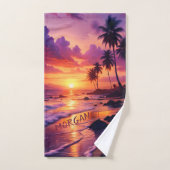 Customized Tropical Sunset Beach – Coastal Sports ハンドタオル (ハンドタオル)