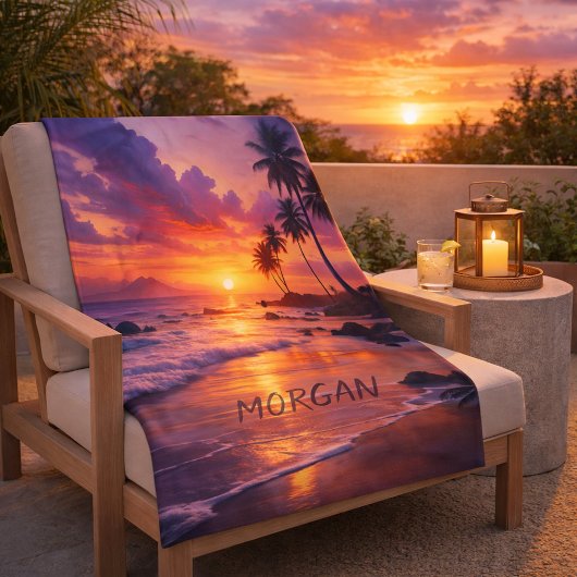 Customized Tropical Sunset Beach – Dreamy Coastal シェルパブランケット